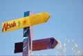 Direction signs in a childrens playground Royalty Free Stock Photo