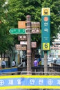 Direction signs on the street in Seoul, Korea