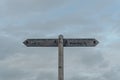 Direction signs to Eype and West Bay along the coastal South West Coast Path, Jurassic Coast, Dorset, UK