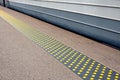 Signs for visually impaired passengers on a metro or rail platform