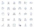 Direction skills line icons collection. Navigation, Orientation, Positioning, Heading, Route, Path, Bearing vector and