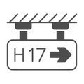 Direction terminal H17 solid icon, airlines concept, way to terminal vector sign on white background, direction to