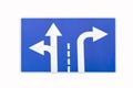 `Direction to be followed` old square blue road sign isolated on Royalty Free Stock Photo