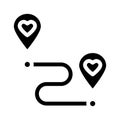 Direction to love glyph icon vector illustration