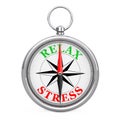 Direction to Relax or Stress Sign Compass Closeup. 3d Rendering