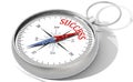 Direction to success on isolated compass Royalty Free Stock Photo