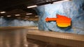 Directional arrow sign in a metro station in Stockholm, Sweden