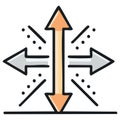 Directional Arrows Doodle Showing Flow and Opposition Concept Illustration Royalty Free Stock Photo
