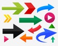 Directional arrows set in many colors and shapes Royalty Free Stock Photo