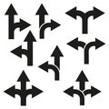 Directional arrows set. Road sign variation. Navigation pointers. Simple geometric shapes. Vector illustration. EPS 10. Royalty Free Stock Photo