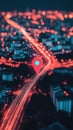 Directional guide - gps navigation pointer symbol on display precise location tracking, wayfinding, modern mapping