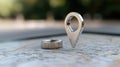 Directional guide - gps navigation pointer symbol on display precise location tracking, wayfinding, modern mapping