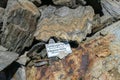 Feldseekopf - Directional sign embedded in unique rock formation of High Tauern, Carinthia Salzburg, Austria Royalty Free Stock Photo