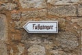 Directional sign for pedestrians in a german town Royalty Free Stock Photo