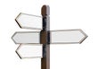 Directional sign post over white