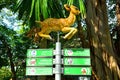 Directional signage at Dusit Zoo in Khao Din Park, Bangkok, Thailand