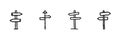 Directional Signpost Line Icon Set In Doodle Style. Navigation, Decision Making, And Pathfinding Outline Sketch Royalty Free Stock Photo