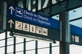 Directional signs to facilities in an airport Royalty Free Stock Photo