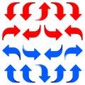 Directional turning Arrow icon set. Up, down, right and left direction