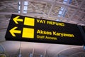 A directional VAT Refund signage at Gusti Ngurah Rai International Airport