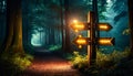 directional wooden signs in the forest Royalty Free Stock Photo