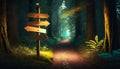 directional wooden signs in the forest Royalty Free Stock Photo