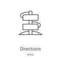 directions icon vector from arctic collection. Thin line directions outline icon vector illustration. Linear symbol for use on web Royalty Free Stock Photo