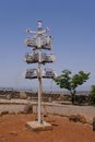 Directions sign on Mount Bental on the border between Israel and Syria Royalty Free Stock Photo