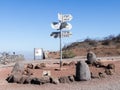 Directions sign on Mount Bental on the border between Israel and Syria Royalty Free Stock Photo