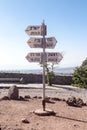 Directions sign on Mount Bental on the border between Israel and Syria Royalty Free Stock Photo