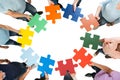 Creative Business Team Holding Colorful Jigsaw Pieces Royalty Free Stock Photo