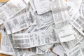 Directly Overhead Flatlay Full Frame Image of Receipts Ready for Accounting, Bookkeeping, Tax, Filing, Budgeting