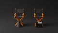 Director chair, clapperboard and megaphone on black background Royalty Free Stock Photo