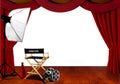 Director chair and equipment standby for audition on stage Royalty Free Stock Photo