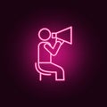 director with a megaphone icon. Elements of Media in neon style icons. Simple icon for websites, web design, mobile app, info Royalty Free Stock Photo