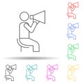 director with a megaphone multi color style icon. Simple thin line, outline vector of media icons for ui and ux, website or mobile Royalty Free Stock Photo