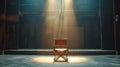 A director's chair on an empty soundstage, symbolizing the potential for endless storytelling and imagination