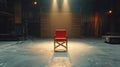 A director's chair on an empty soundstage, symbolizing the potential for endless storytelling and imagination