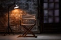 Director\'s chair illuminated by a spotlight Royalty Free Stock Photo