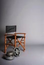 Film director's chair with movie reel Royalty Free Stock Photo