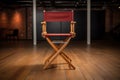 directors chair placed in the center of an empty set