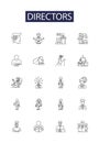 Directors line vector icons and signs. Executives, Administrators, Supervisors, Managers, Producers, Chairpersons