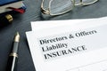 Directors and Officers Liability D&O insurance form Royalty Free Stock Photo