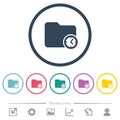 Directory creation time flat color icons in round outlines
