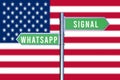 Directory that indicates the address to choose between two social networks, WhatsApp and Signal 3D rendering