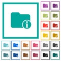 Directory info flat color icons with quadrant frames