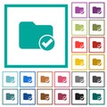 Directory ok flat color icons with quadrant frames Royalty Free Stock Photo
