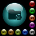 Directory properties icons in color illuminated glass buttons