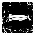 Dirigible airship icon, grunge style