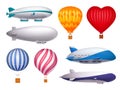 Dirigible And Balloons Realistic Set Royalty Free Stock Photo